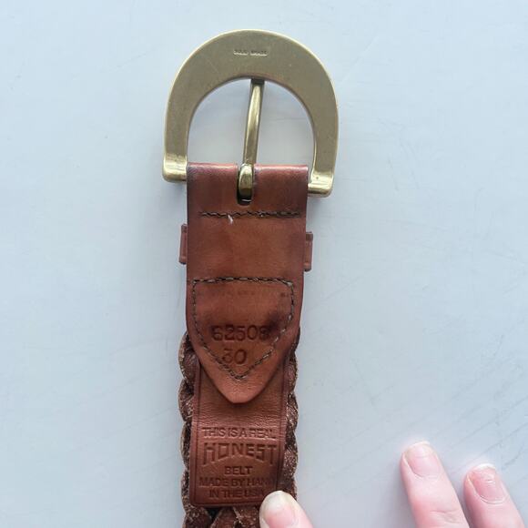 Brighton Honest Brown Wide Women's Woven Belt w Heavy Brass Buckle Sz 30 - Picture 9 of 9